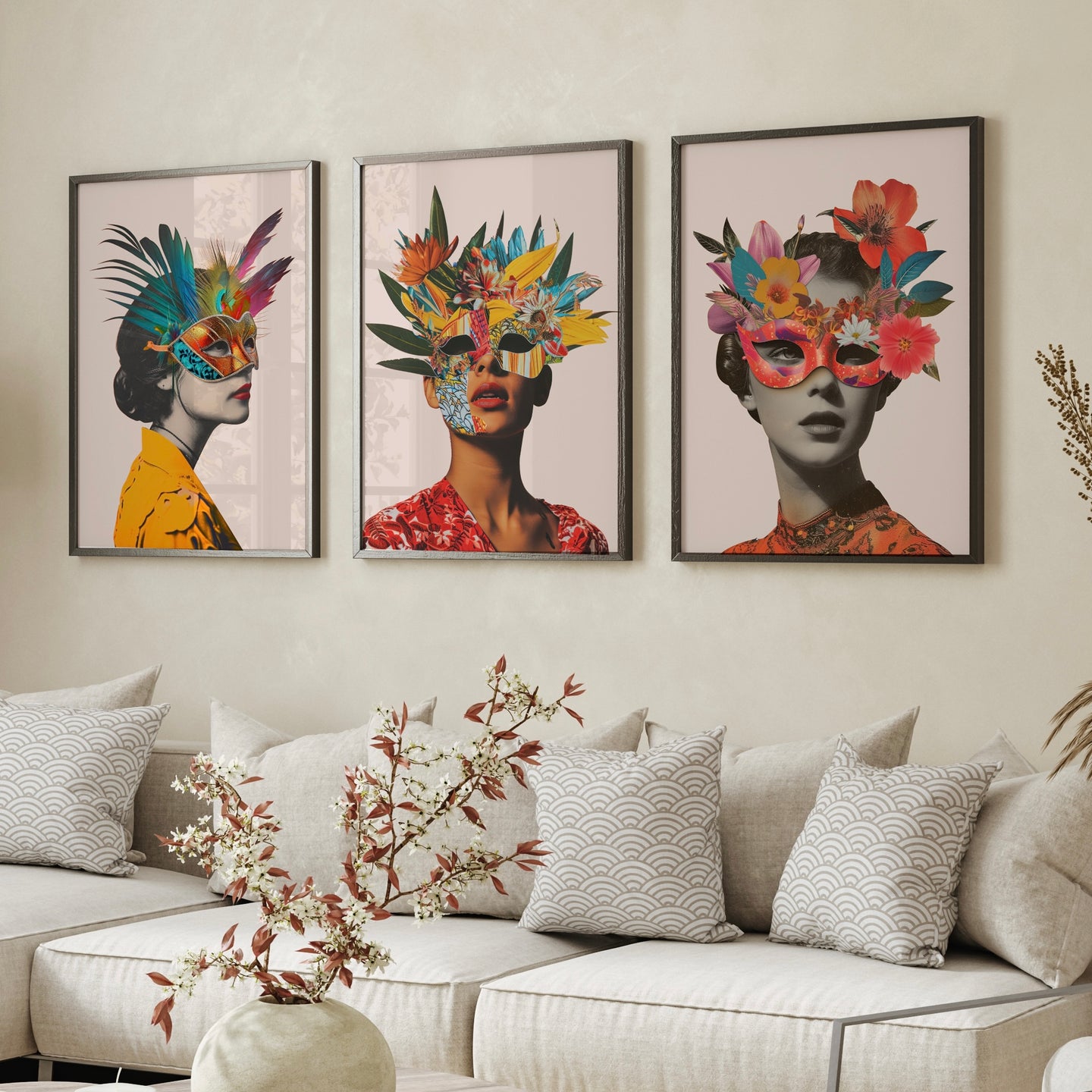 Floral Carnival Ladies Trio | Unique Gallery Wall Set