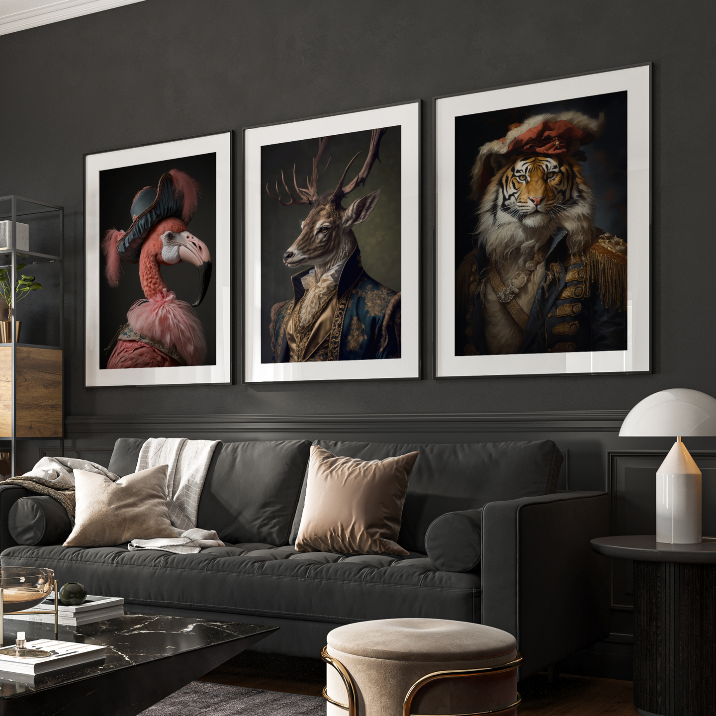 Renaissance Famous Animal Gallery Wall Set of 3 | Unique Gallery Wall Art Set