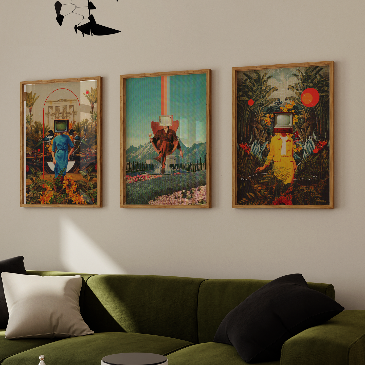 Frank Moth Surreal Trio | Unique Gallery Wall Art Set