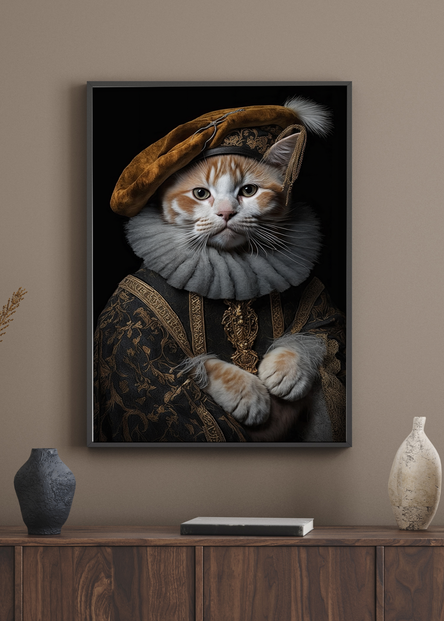 Ginger Cat Portrait | Renaissance Altered Animal Portrait Wall Art