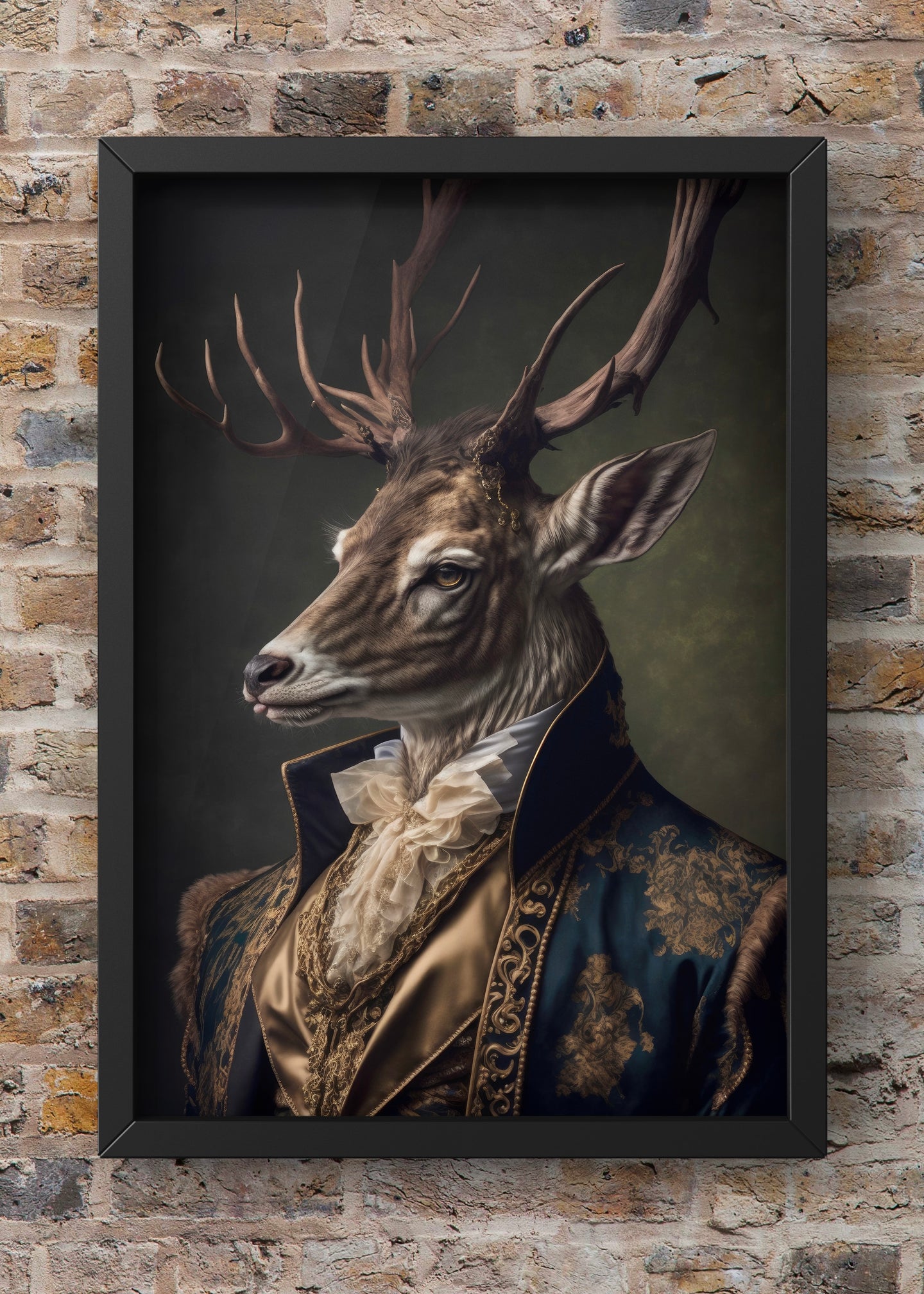 Dapper Stag Portrait | Renaissance Altered Animal Portrait Wall Art