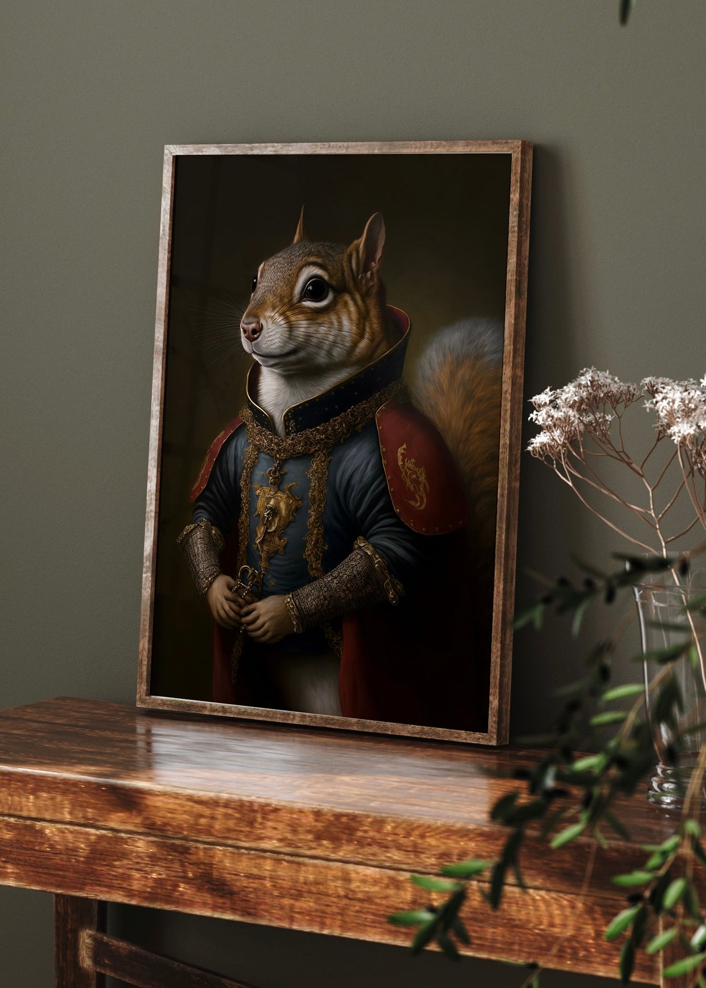 The Royal Squirrel Renascence Wall Art | Altered Vintage Style Portrait