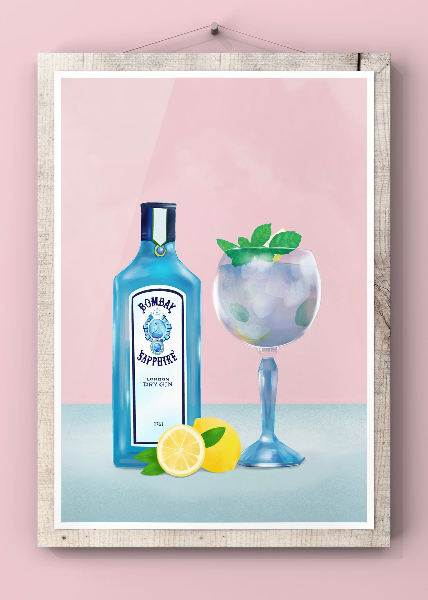 Gin Cocktail By Petra Lizde Illustration Print | Kitchen Gin Wall Art