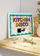 Load image into Gallery viewer, Kitchen Disco Quote Print (Right) | Kitchen Print Optional Colour Wall Art | By Pink Giraffe Print Co
