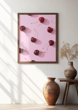 Load image into Gallery viewer, Cherries on pink background
