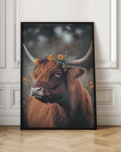 Load image into Gallery viewer, Highland Cow With Flowers
