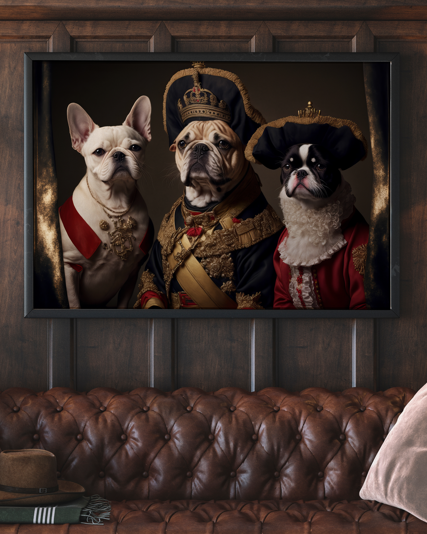 The Three Amigo's Renaissance  Dog Portrait   | Altered Portrait Wall Art