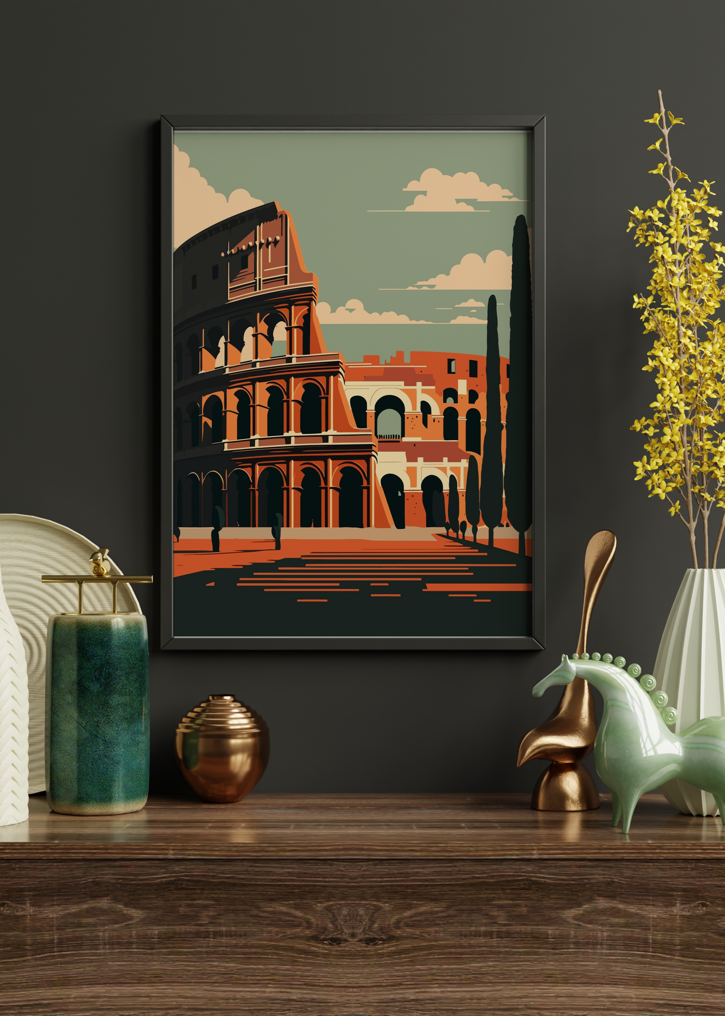 Colosseum in Rome Travel Poster | Vintage Postcard Wall Art