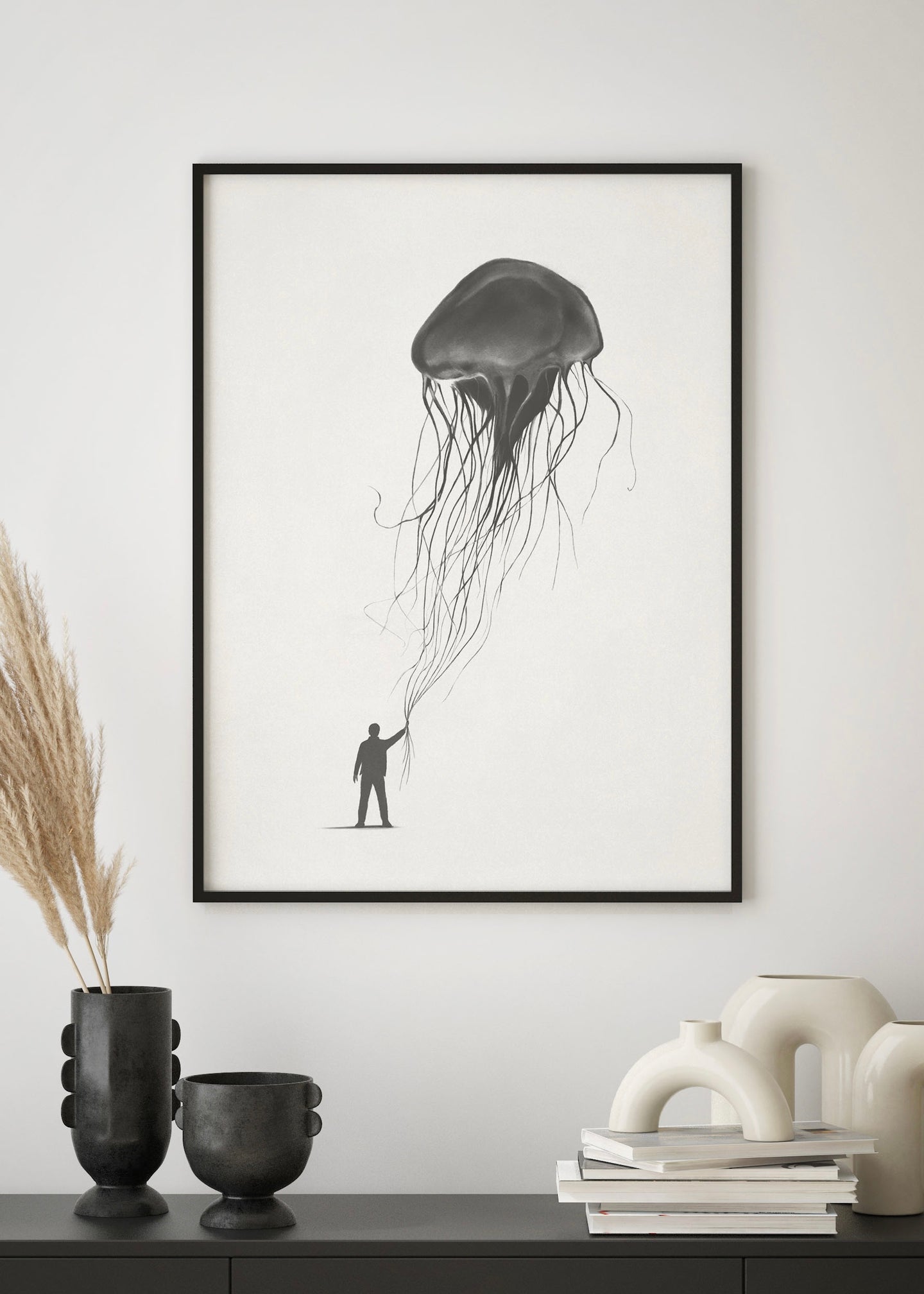 Let’s Fly a Jelly Fish Kite Print | Quirky Wall Art Print  | Alternative Wall Art
