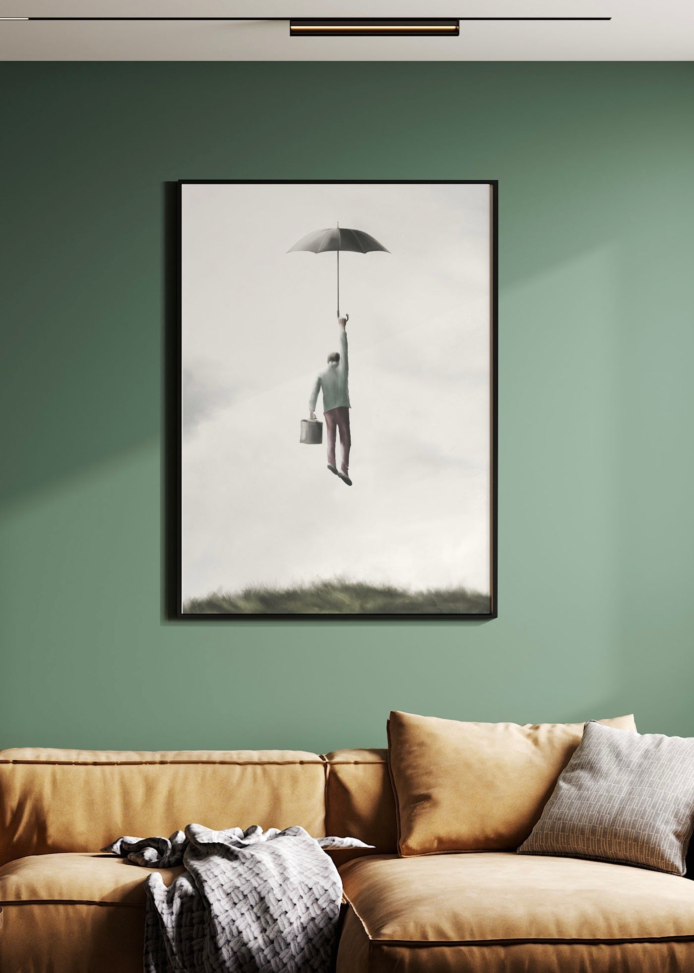 Flying High Portrait | Flying Umbrella Print   | Quirky Wall Art Print