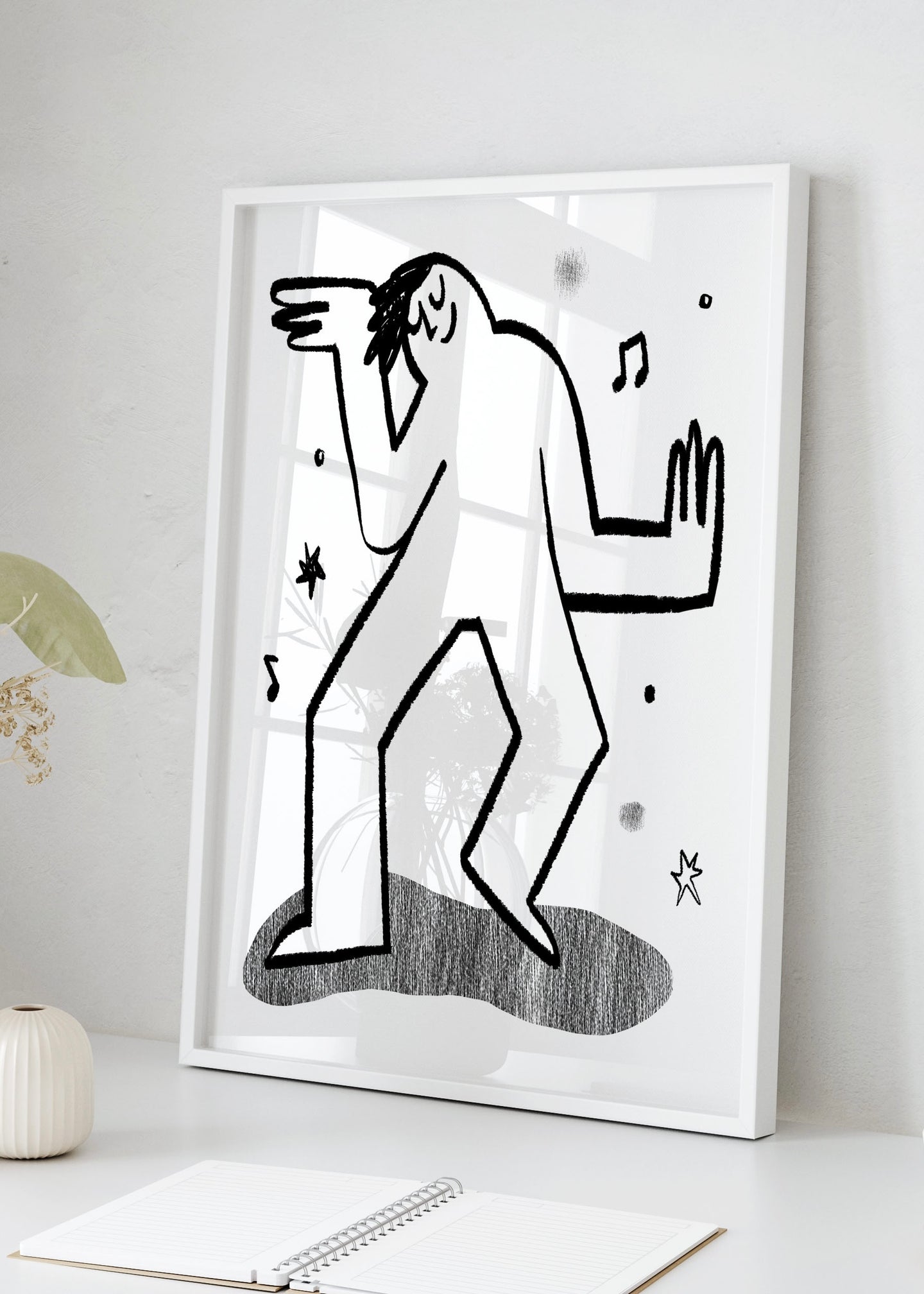 Minimal Party Dancing Illustration Print |  Wall Art Print