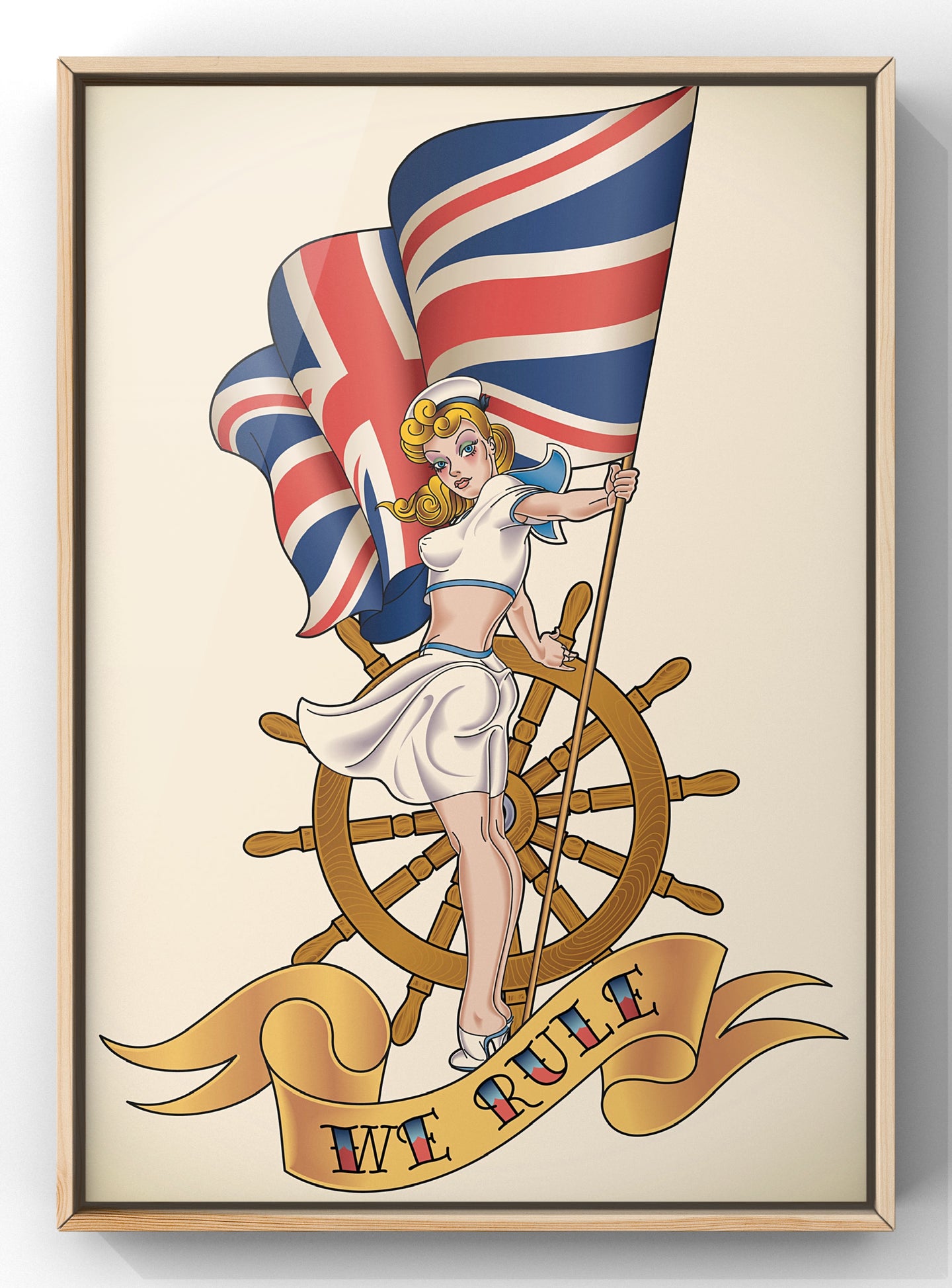 Britain Rules Patriotic Wall Art Print | Pin up Tattoo Art