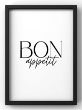 Load image into Gallery viewer, Bon Appetite Kitchen Quote Print | Minimal Text Wall Art
