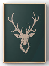 Load image into Gallery viewer, Minimal Stag Print | Darl Green Wall Art
