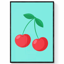 Load image into Gallery viewer, Minimal Bold coloured Cherries Print
