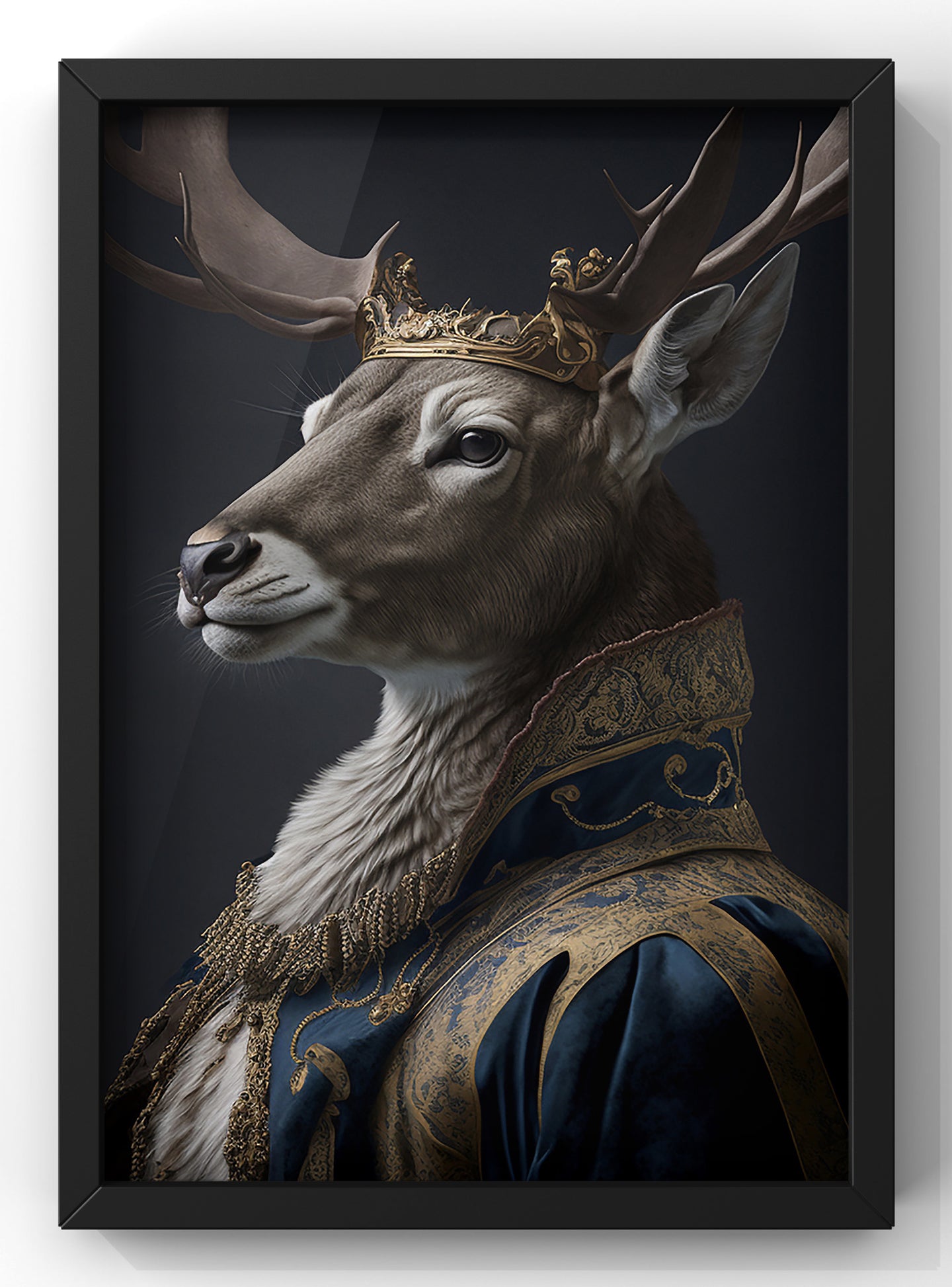 Stag Portrait | Altered Vintage Stag Renaissance Print | Premium Wall Art