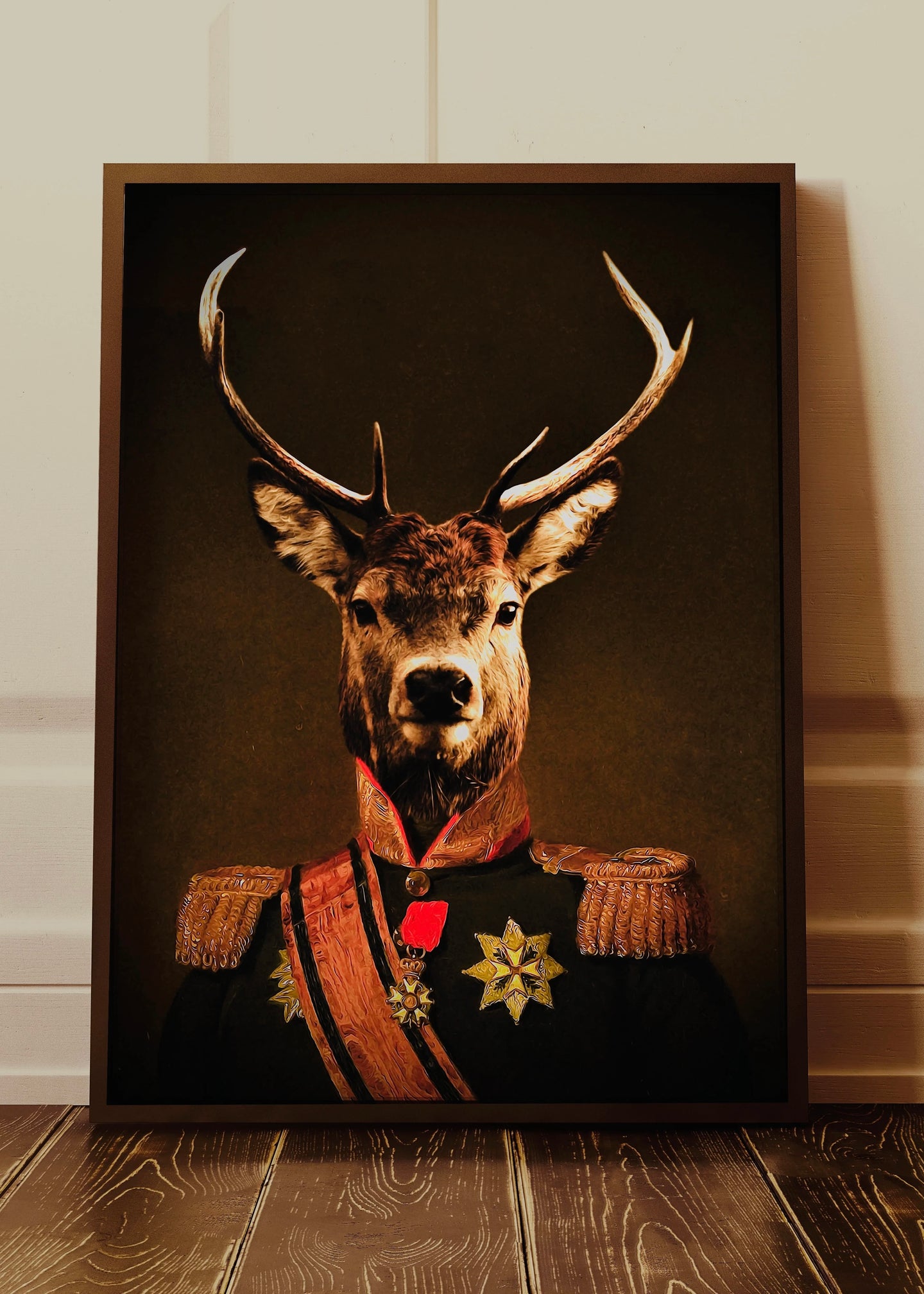 Mr Stag Wall Art | vintage style altered stag Portrait Wall Art