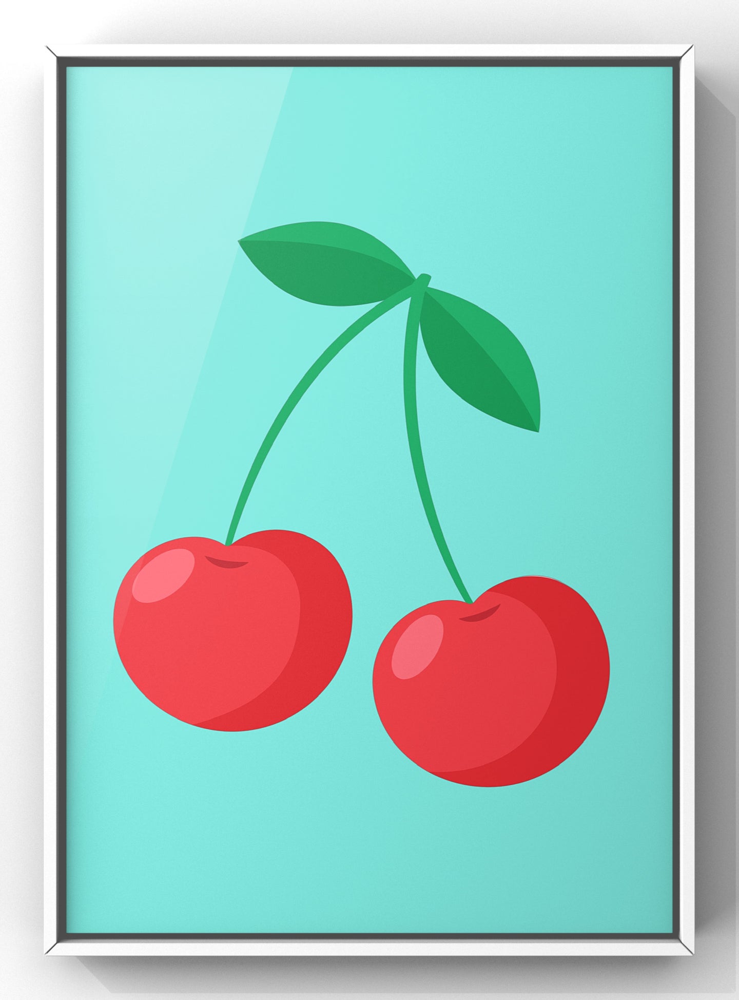 Minimal Bold coloured Cherries Print