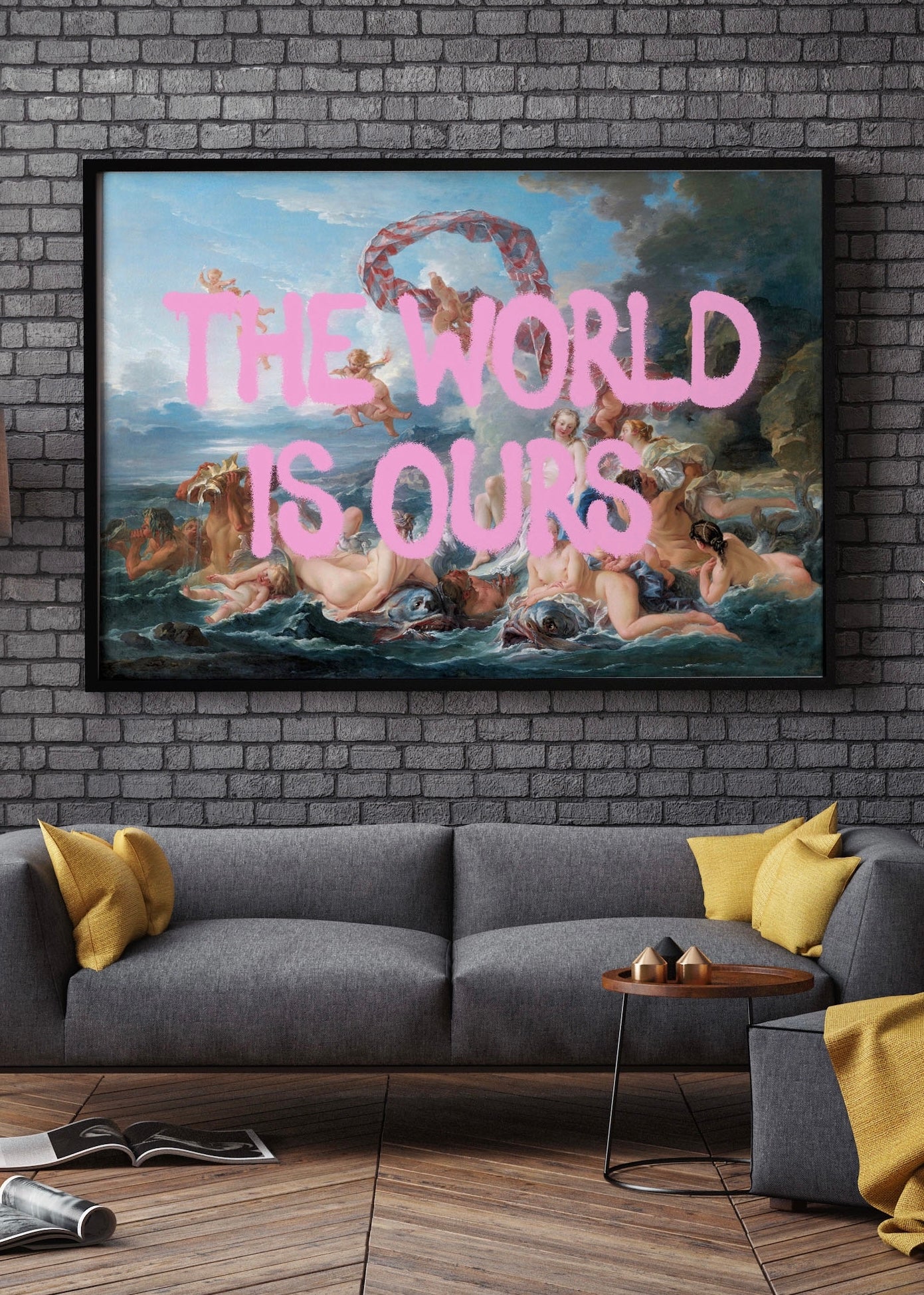 Vintage The World is Ours Neon Pink Quote Print