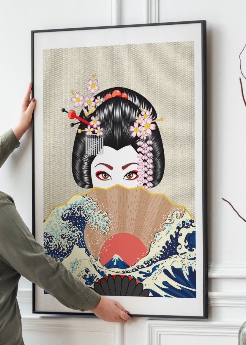 The Japanese geisha illustration Print | Vintage Japanese Wall Art