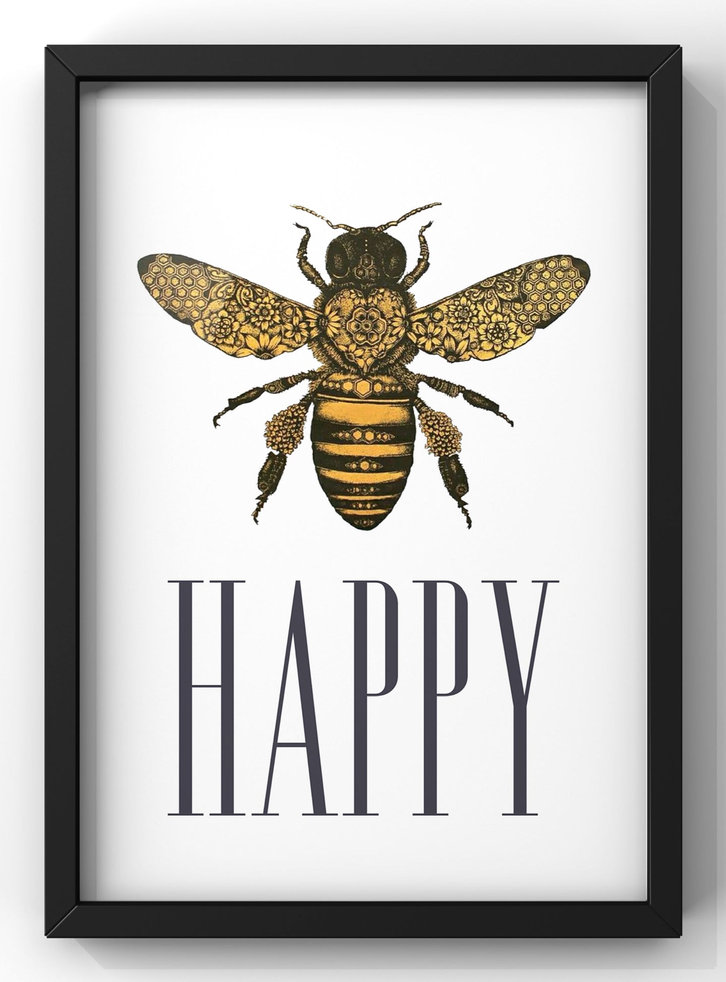 Bee Happy Print | Bumble Bee kitchen Print