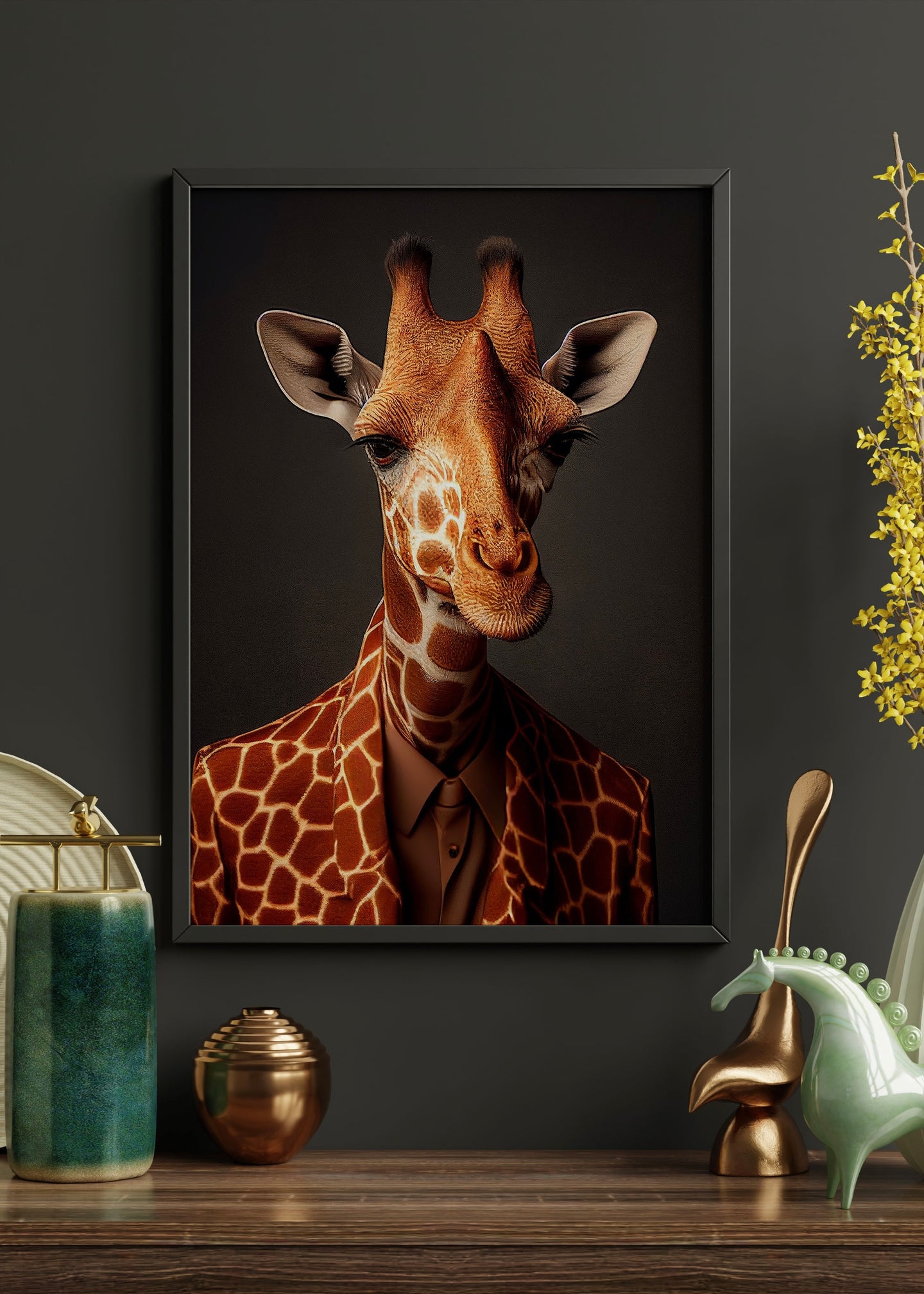 Dapper Giraffe Wall Art | altered giraffe Portrait Wall Art