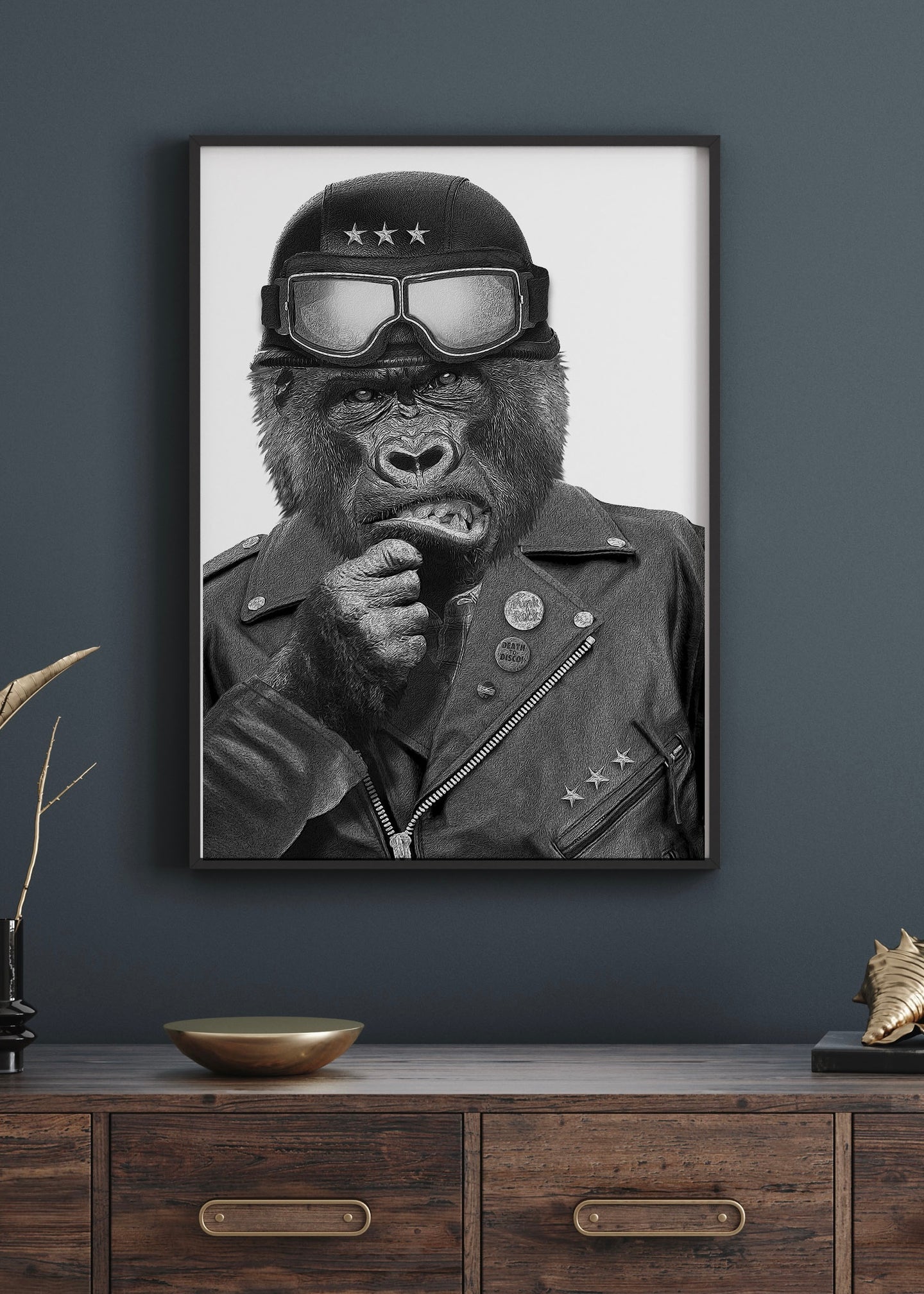 Punk Gorilla | Black & White Photography Wall Art