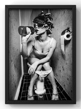 Load image into Gallery viewer, Drinking In the Bathroom Party Girl Print | Black &amp; White Photography Wall Art
